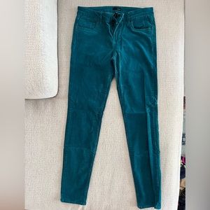 Edyson teal skinny corduroy pants, size 28L.